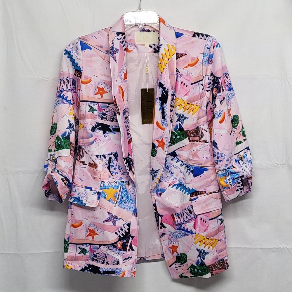 Lizette Collection Blazer Womens Large Streewear Sneaker Print Dopamine Dressing